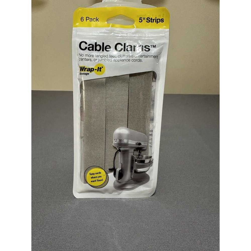 Wrap-it Storage 5” Cable Clams 6 Strips Cable Cord Keeper Ties Organizer